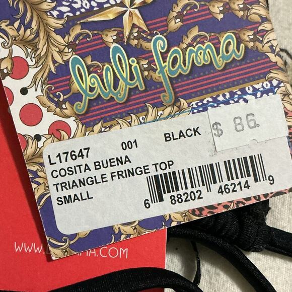 Luli Fama Black Fringe Bikini Top - Size Small NWT - Picture 8 of 10